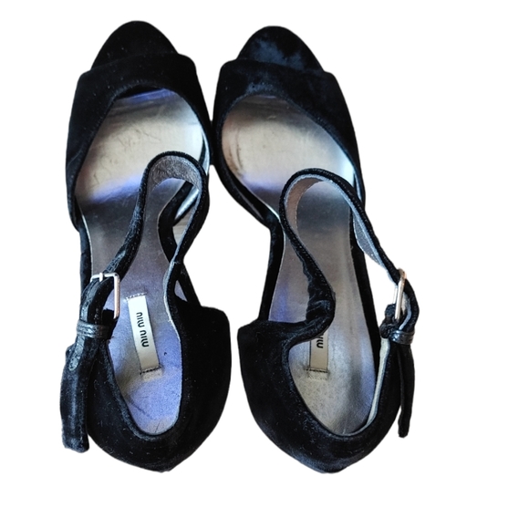 Miu Miu Black Black Suede Crystal Rhinestone Embellish Heels High - Picture 7 of 15